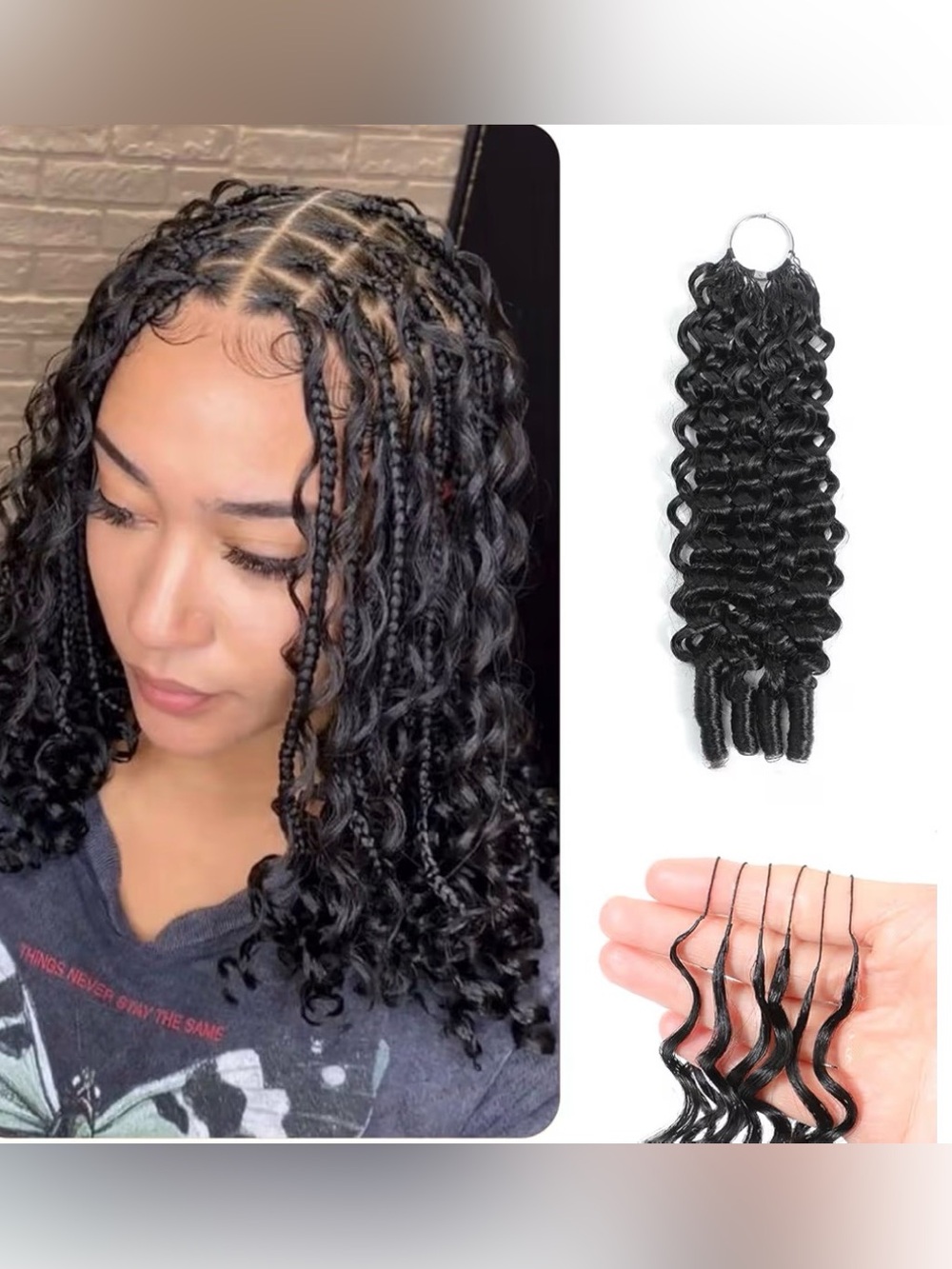 20 inch Burmese Curly Crochet Natural Hair Pre Looped Knotless Extensions